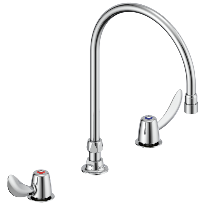 Commercial 23C6 23C632 Two Handle Widespread Lavatory Faucet with Gooseneck Spout - Less Pop-Up, chrome