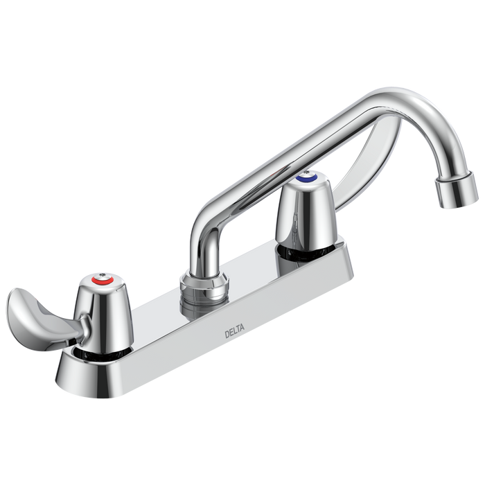 Commercial 26C3 26C3232 Two Handle 8 In Cast Deck-Mount Faucet, chrome 3