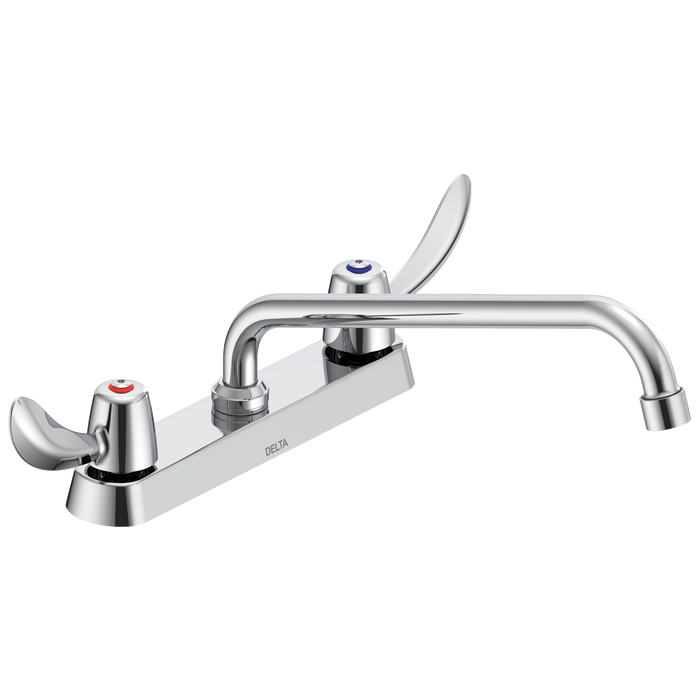 Commercial 26C3 26C3232 Two Handle 8 In Cast Deck-Mount Faucet, chrome