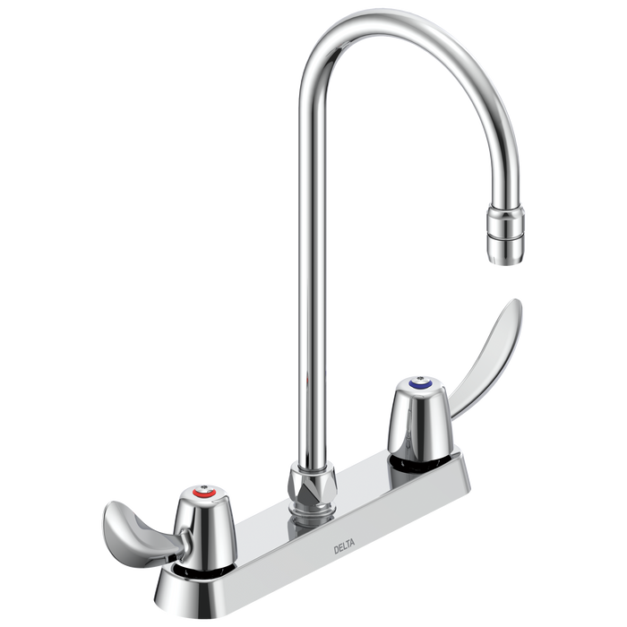 Commercial 26C3 26C3942 Two Handle 8 In Cast Deck-Mount Faucet, chrome 3