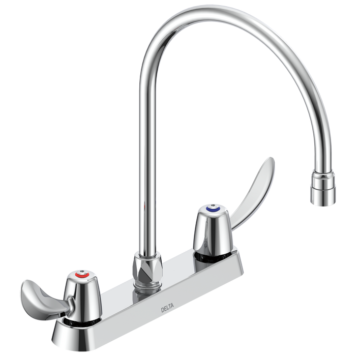 Commercial 26C3 26C3942 Two Handle 8 In Cast Deck-Mount Faucet, chrome