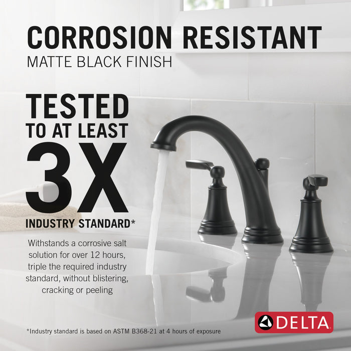 Delta Woodhurst 3532LF Two Handle Widespread Bathroom Faucet, matte black - view 5