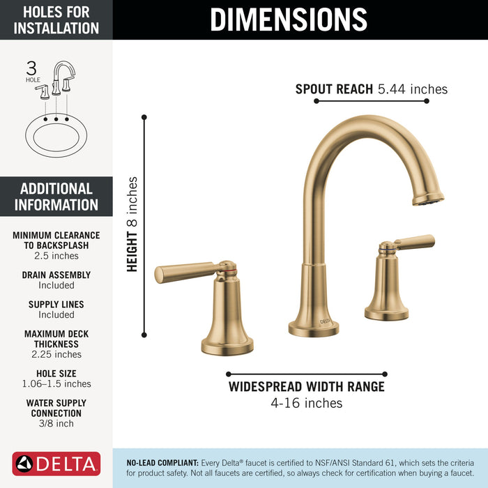 Delta Saylor 3535 Two Handle Widespread Bathroom Faucet, champagne bronze - view 2