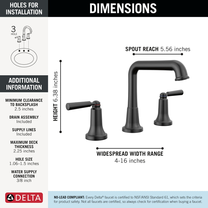 Delta Saylor 3536 Two Handle Widespread Bathroom Faucet