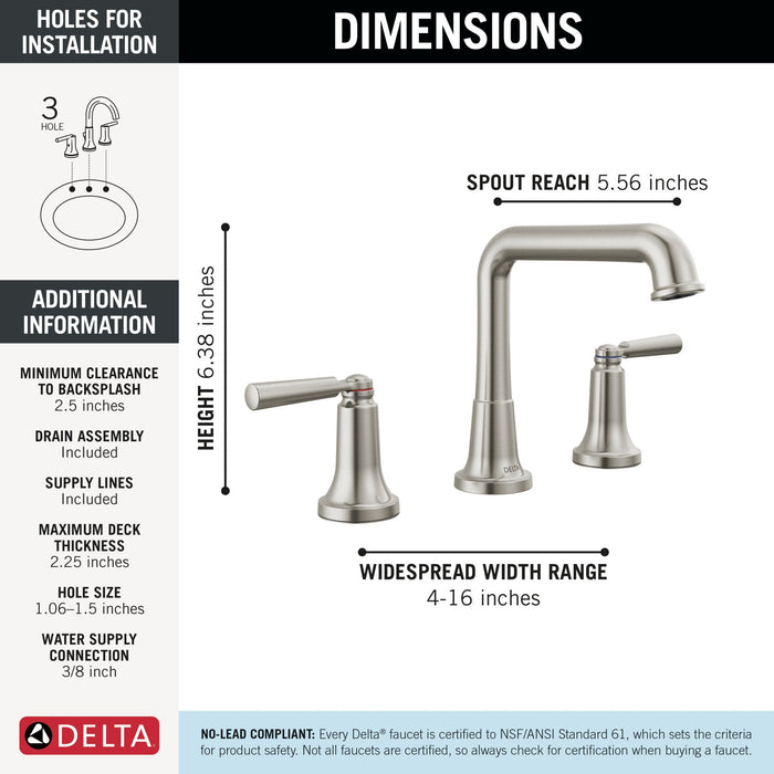 Delta Saylor 3536 Two Handle Widespread Bathroom Faucet