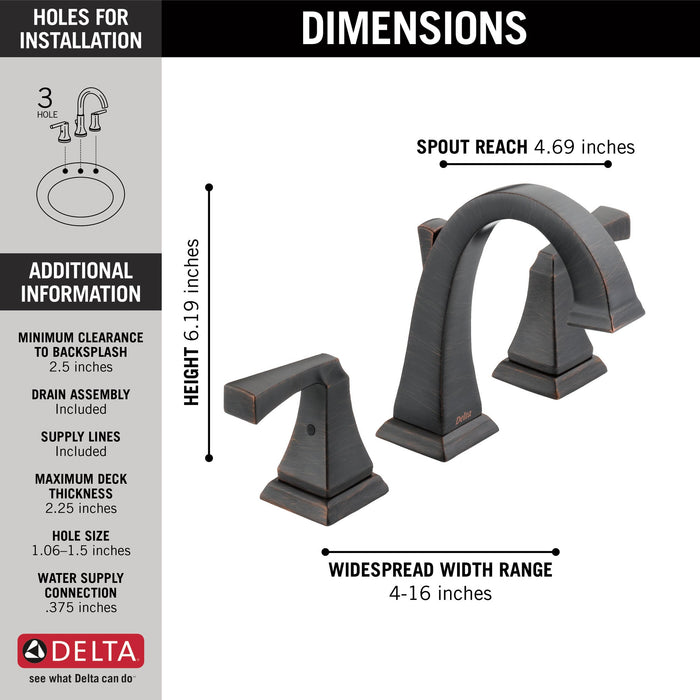 Delta Dryden 3551 Two Handle Widespread Bathroom Faucet, venetian bronze - view 2