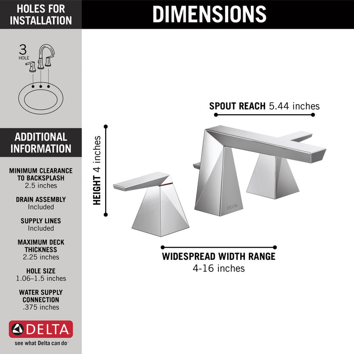 Delta Trillian™: Two Handle Widespread Bathroom Faucet, lumicoat chrome - view 2