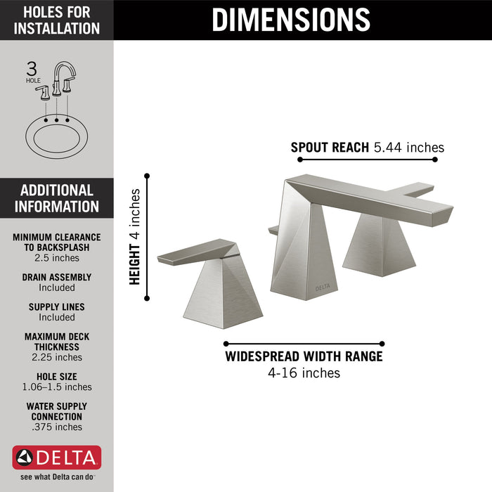Delta Trillian 35543 Two Handle Widespread Bathroom Faucet, lumicoat stainless - view 4