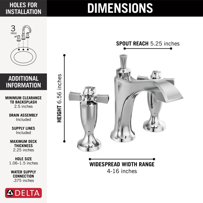 Delta Dorval 3557 Two Handle Widespread Bathroom Faucet, chrome - view 2