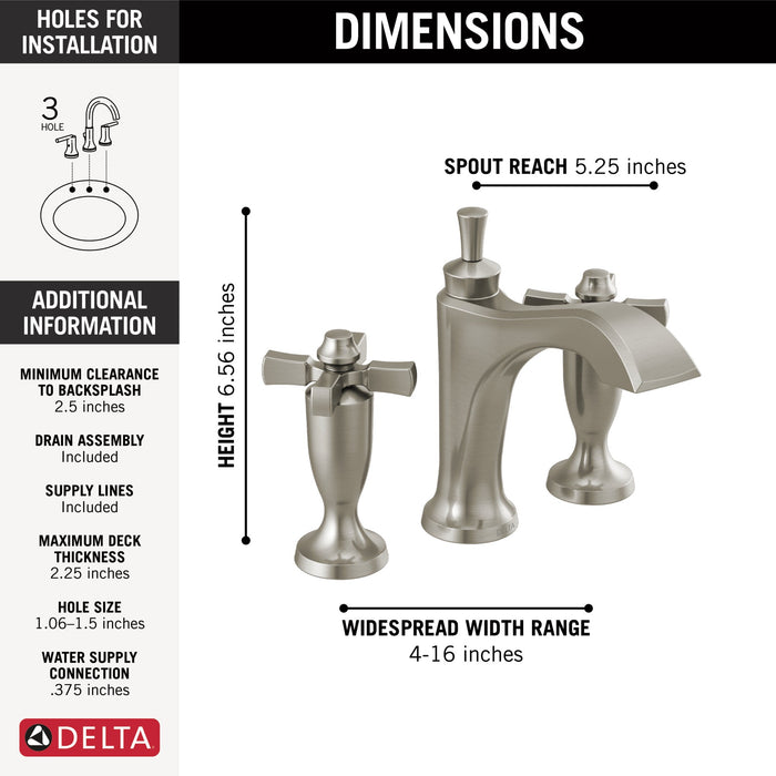 Delta Dorval 3557 Two Handle Widespread Bathroom Faucet, stainless - view 2