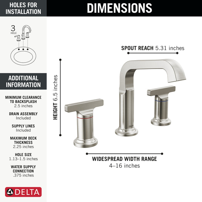 Delta Tetra 35587 Two Handle Widespread Bathroom Faucet