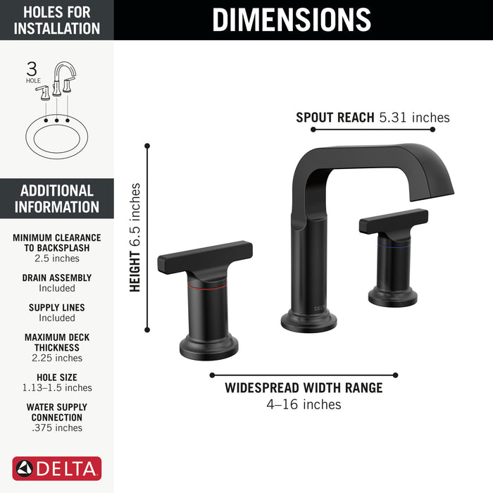 Delta Tetra 35587 Two Handle Widespread Bathroom Faucet