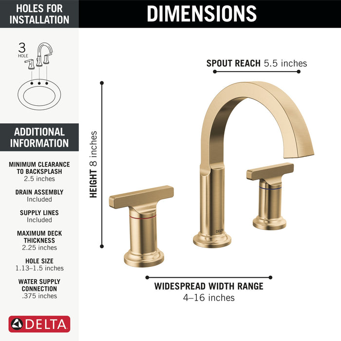 Delta Tetra 355887 Two Handle Widespread Bathroom Faucet