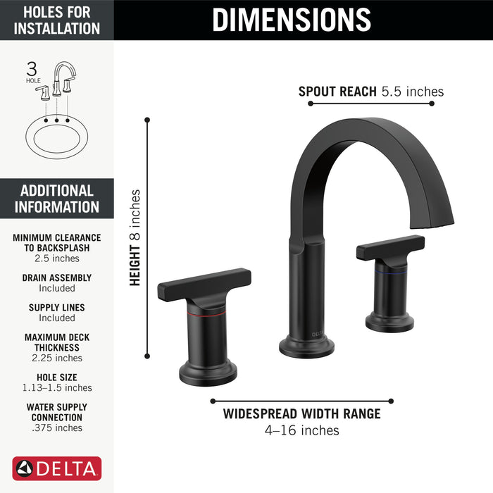 Delta Tetra 355887 Two Handle Widespread Bathroom Faucet