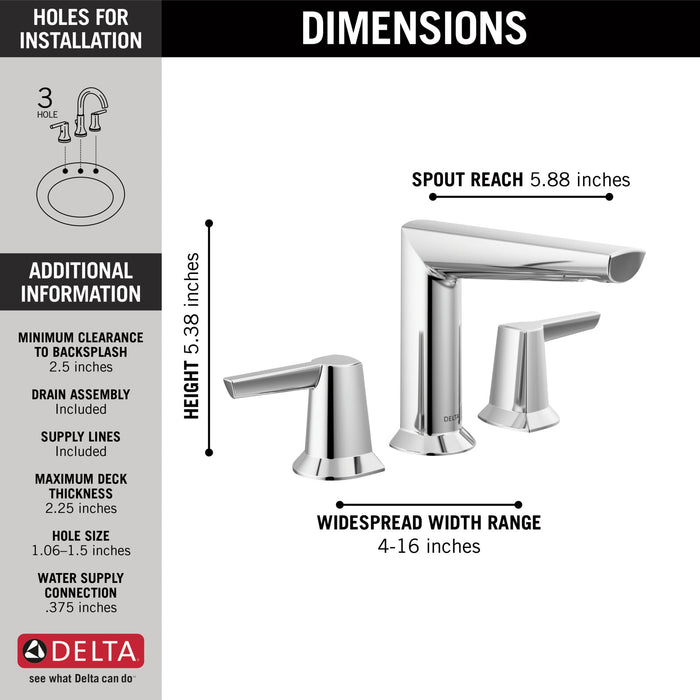 Delta Galeon 3571 Two Handle Widespread Bathroom Faucet, lumicoat chrome - view 2