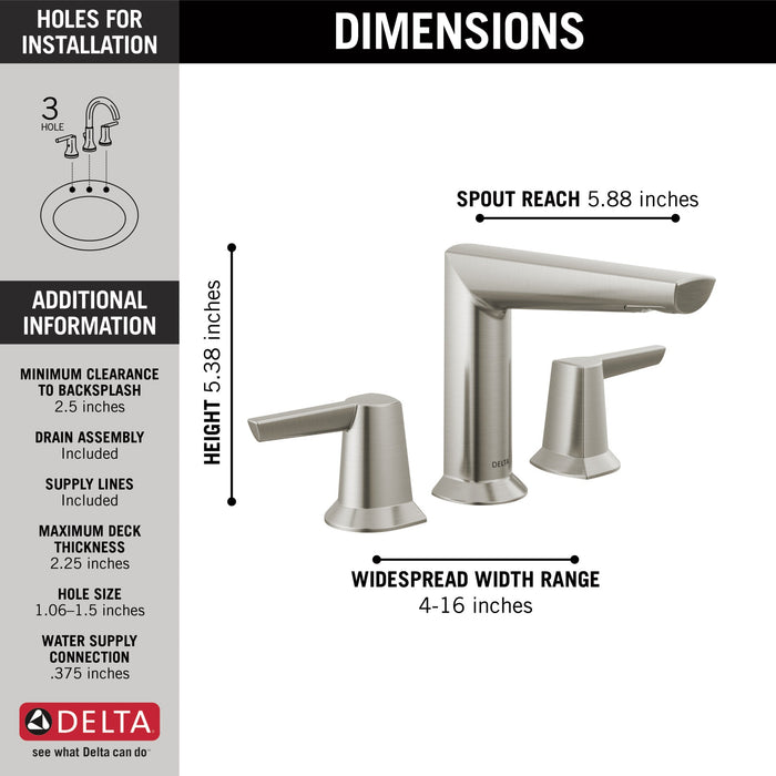 Delta Galeon 3571 Two Handle Widespread Bathroom Faucet, lumicoat stainless - view 2