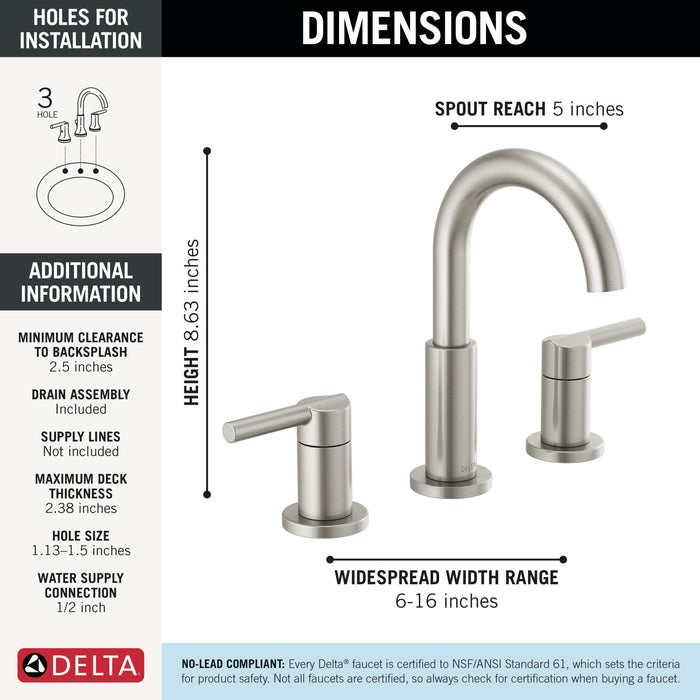 Delta Nicoli 35749LF Two Handle Widespread Bathroom Faucet