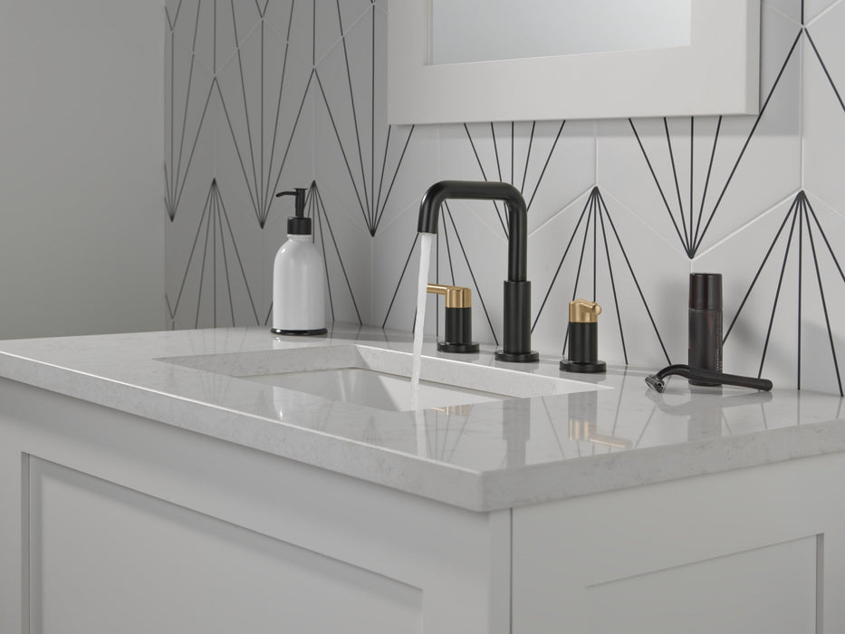 Delta Nicoli 35849LF Two Handle Widespread Bathroom Faucet, matte black champagne bronze - view 3