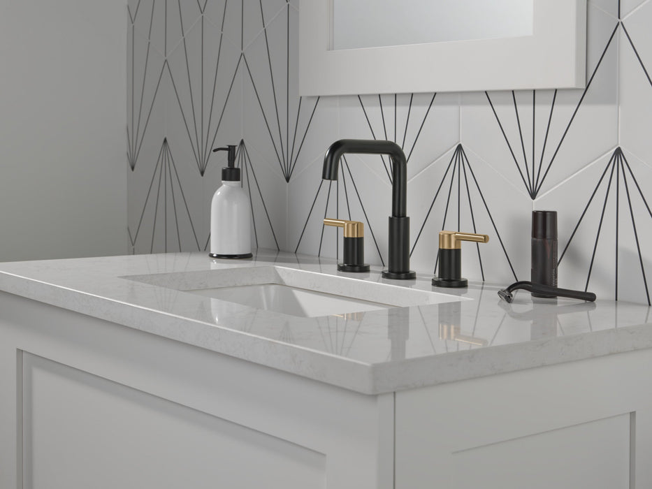 Delta Nicoli 35849LF Two Handle Widespread Bathroom Faucet, matte black champagne bronze - view 4