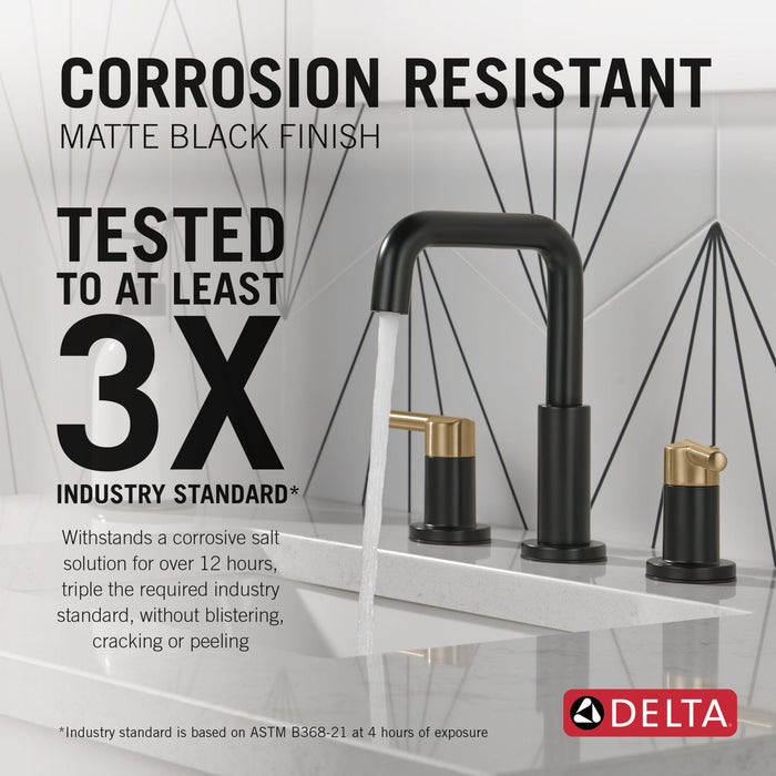 Delta Nicoli 35849LF Two Handle Widespread Bathroom Faucet, matte black champagne bronze - view 5