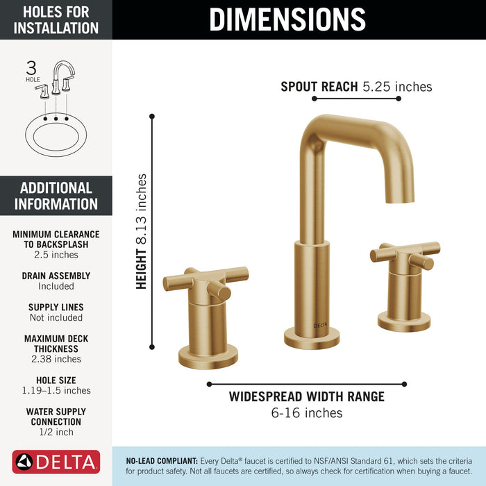 Delta Nicoli 35894LF Two Handle Widespread Bathroom Faucet, champagne bronze - view 2