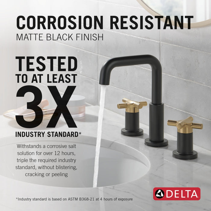 Delta Nicoli 35894LF Two Handle Widespread Bathroom Faucet, matte black champagne bronze - view 5