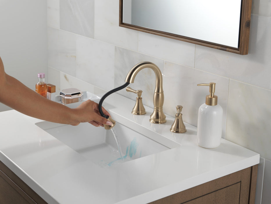 Delta Cassidy 3597 Two Handle Widespread Pull Down Bathroom Faucet, champagne bronze - view 5