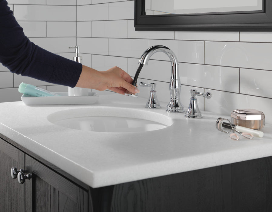Delta Cassidy 3597 Two Handle Widespread Pull Down Bathroom Faucet, chrome - view 5