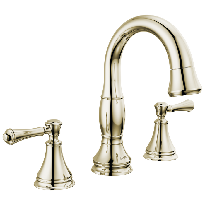 Delta Cassidy 3597 Two Handle Widespread Pull Down Bathroom Faucet, polished nickel