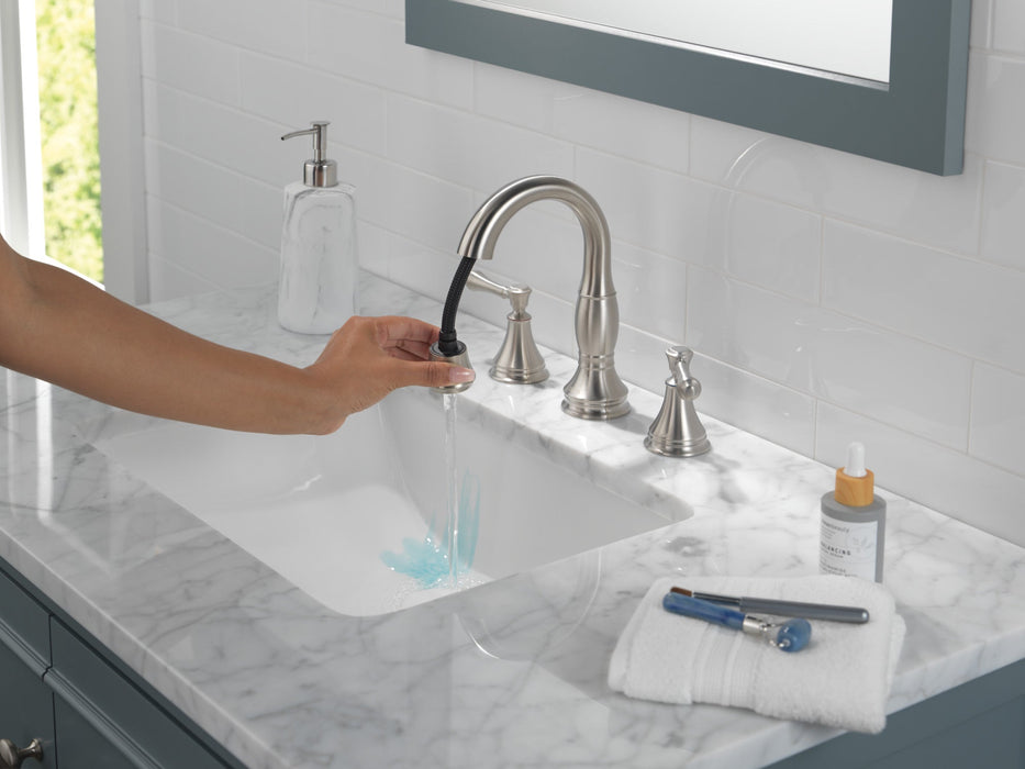 Delta Cassidy 3597 Two Handle Widespread Pull Down Bathroom Faucet, stainless - view 2