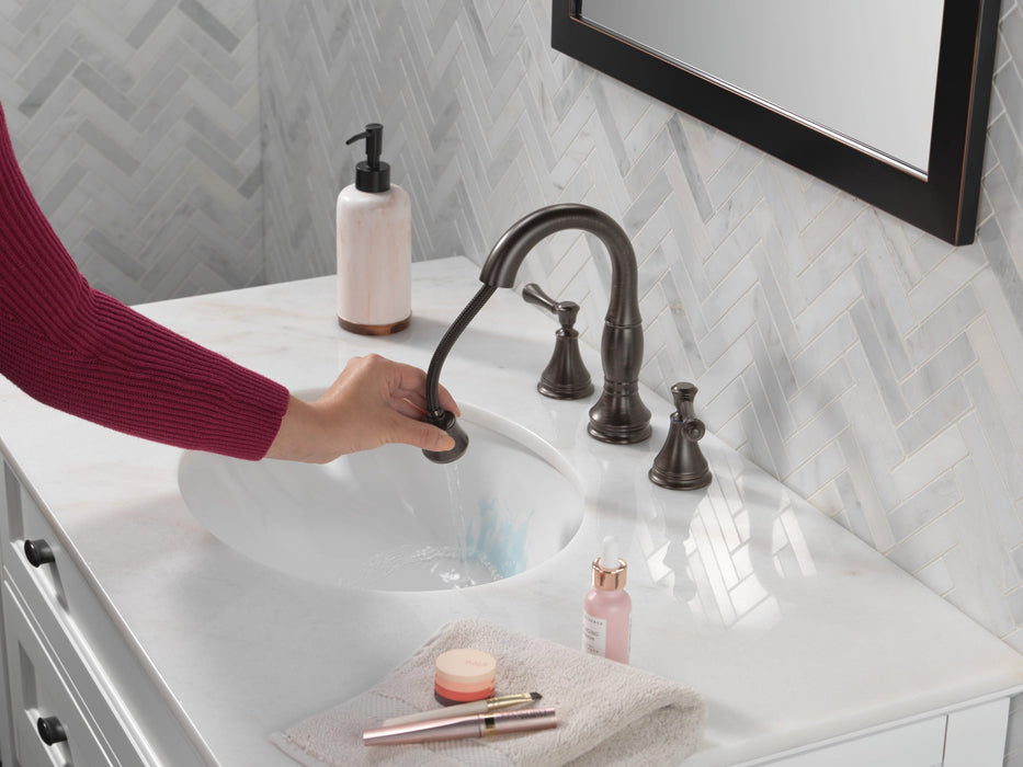 Delta Cassidy 3597 Two Handle Widespread Pull Down Bathroom Faucet, venetian bronze - view 3