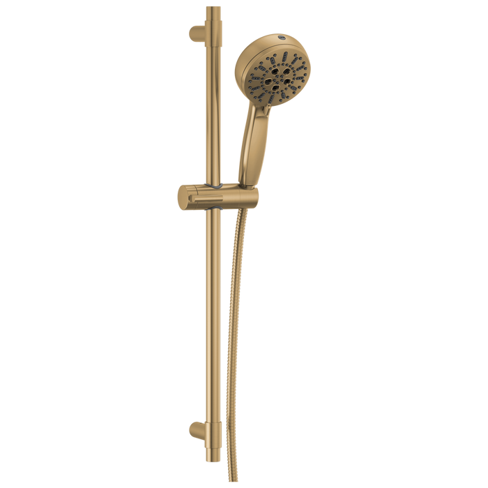 Delta Universal Showering Components 51584 7-Setting Slide Bar Hand Shower with Cleaning Spray, lumicoat champagne bronze
