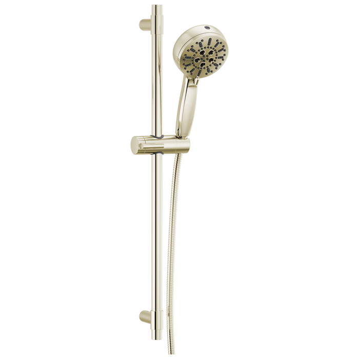 Delta Universal Showering Components 51584 7-Setting Slide Bar Hand Shower with Cleaning Spray, lumicoat polished nickel