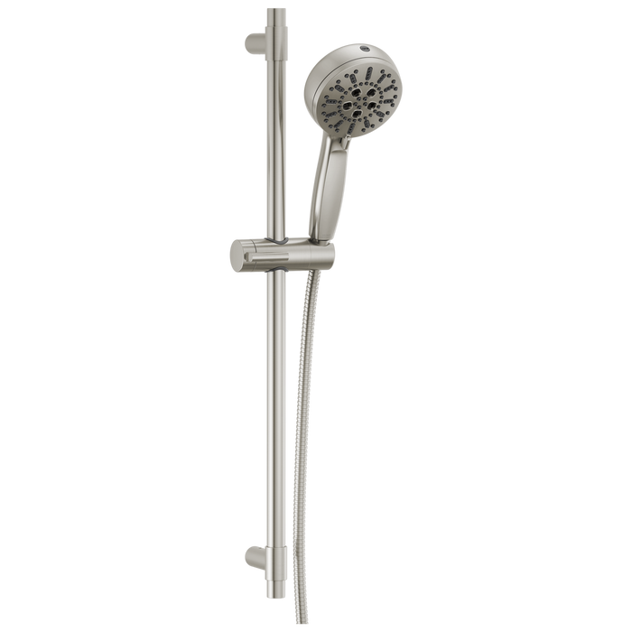 Delta Universal Showering Components 51584 7-Setting Slide Bar Hand Shower with Cleaning Spray, lumicoat stainless