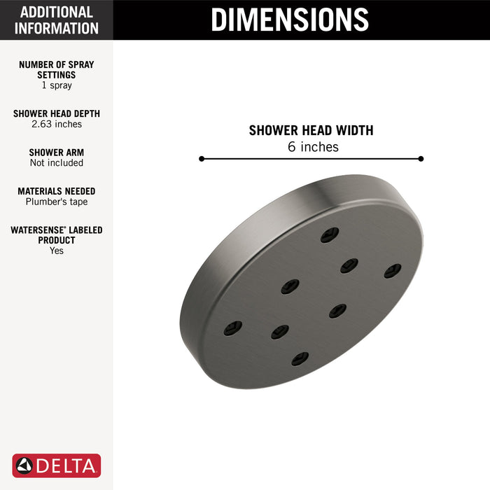 Delta Universal Showering Components 52175 H2OKINETIC Single-Setting Metal Raincan Shower Head, lumicoat black stainless...