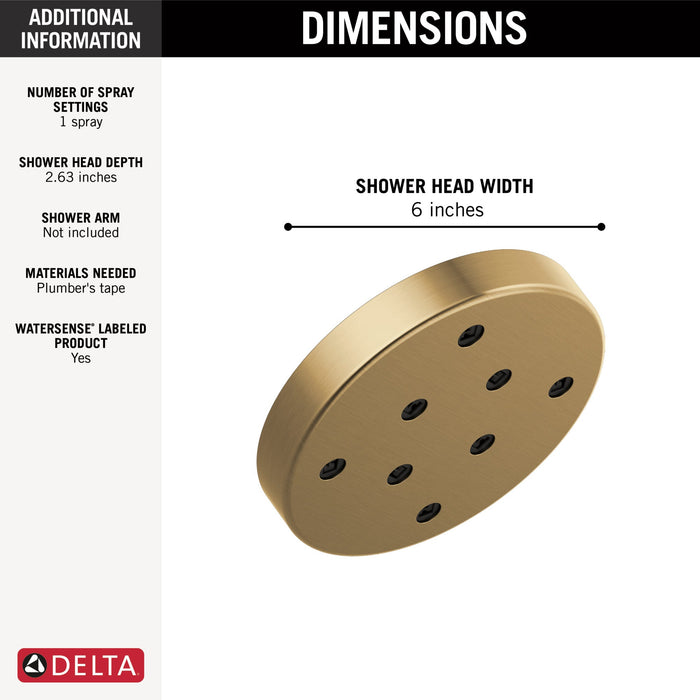 Delta Universal Showering Components 52175 H2OKINETIC Single-Setting Metal Raincan Shower Head, lumicoat champagne bronze...