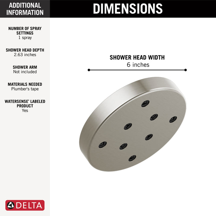 Delta Universal Showering Components 52175 H2OKINETIC Single-Setting Metal Raincan Shower Head, lumicoat stainless - view 5