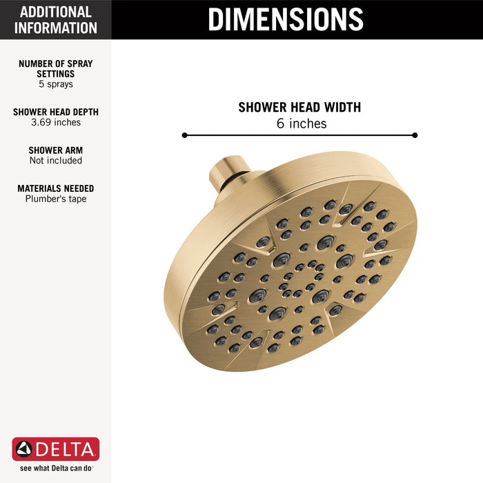 Delta Universal Showering Components 52535 5-Setting Showerhead, champagne bronze - view 2