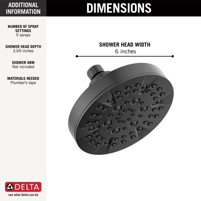 Delta Universal Showering Components 52535 5-Setting Showerhead, matte black - view 2