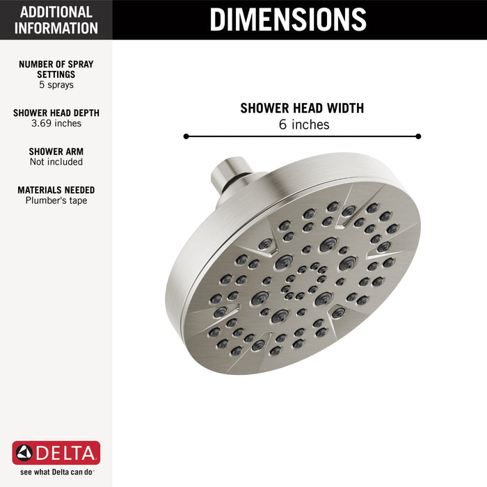Delta Universal Showering Components 52535 5-Setting Showerhead, stainless - view 2