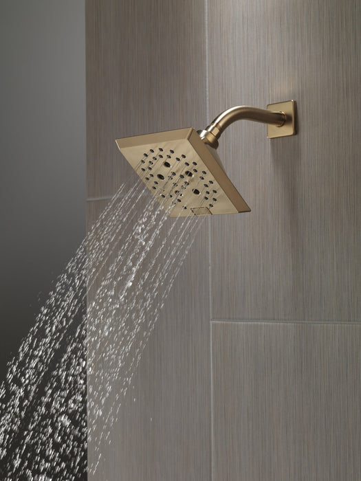 Delta Universal Showering Components 52664 H2OKINETIC 5-Setting Angular Modern Raincan Shower Head, lumicoat champagne...