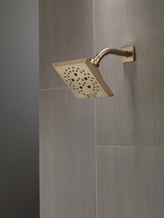 Delta Universal Showering Components 52664 H2OKINETIC 5-Setting Angular Modern Raincan Shower Head, lumicoat champagne...