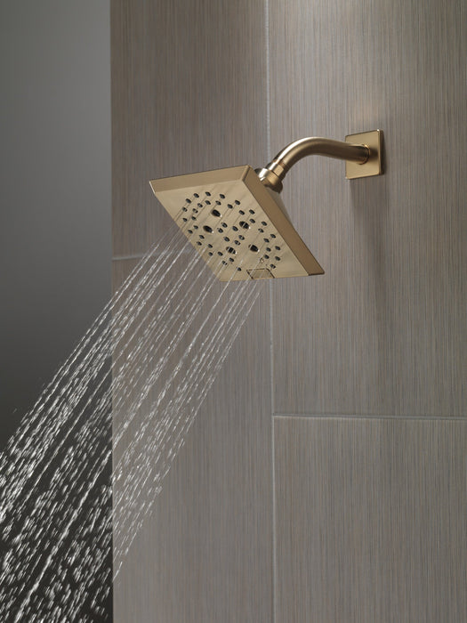 Delta Universal Showering Components 52664 H2OKINETIC 5-Setting Angular Modern Raincan Shower Head, lumicoat champagne...