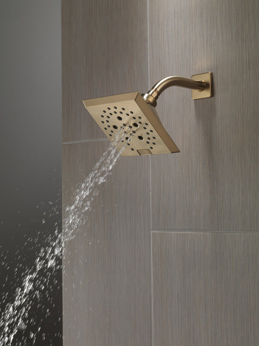 Delta Universal Showering Components 52664 H2OKINETIC 5-Setting Angular Modern Raincan Shower Head, lumicoat champagne...
