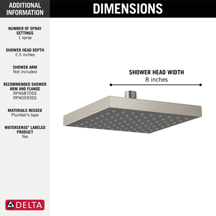 Delta Universal Showering Components 52841 Single-Setting Raincan Shower Head, stainless - view 3