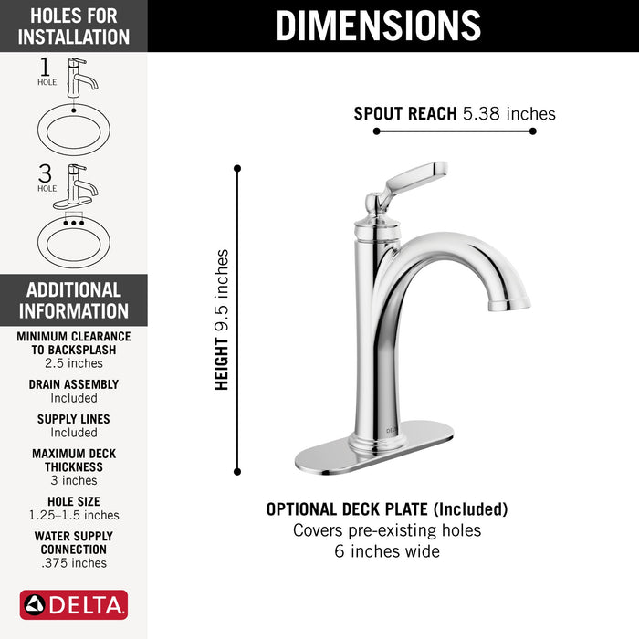 Delta Woodhurst 532 Single Handle Bathroom Faucet, chrome - view 5