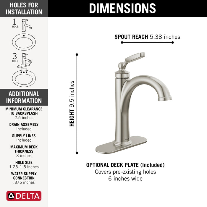 Delta Woodhurst 532 Single Handle Bathroom Faucet, stainless - view 2