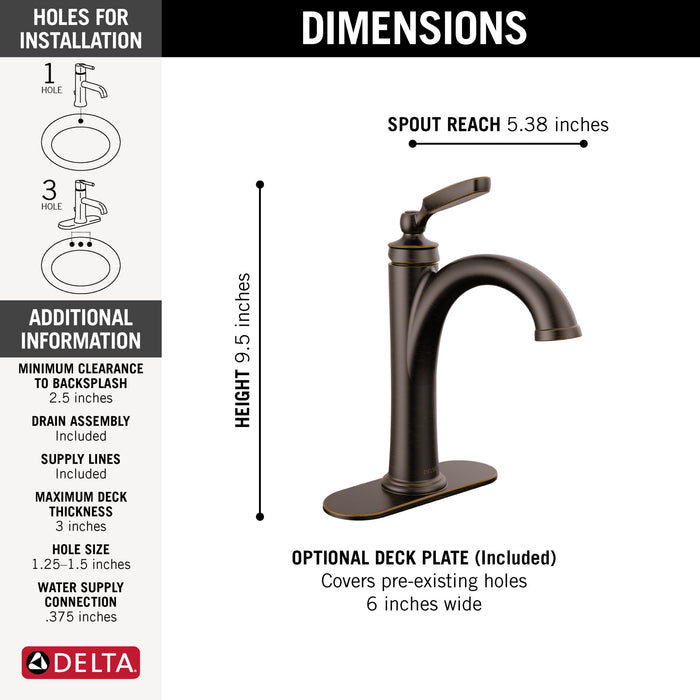 Delta Woodhurst 532 Single Handle Bathroom Faucet, venetian bronze - view 5
