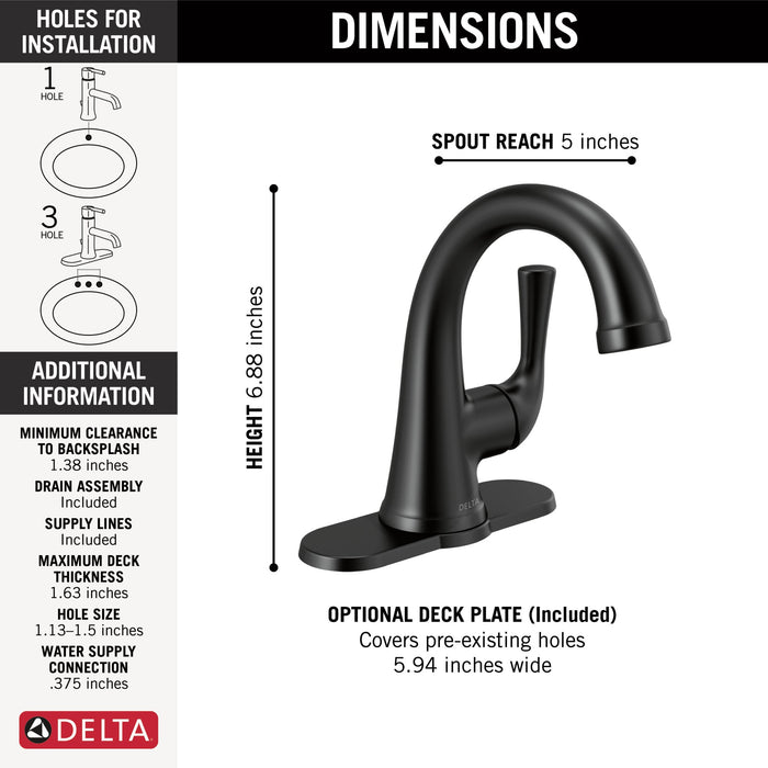 Delta Kayra 533LF Single Handle Bathroom Faucet, matte black 3 - view 5