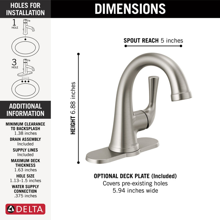 Delta Kayra 533LF Single Handle Bathroom Faucet, stainless 3 - view 2